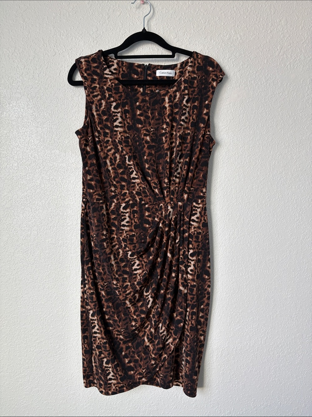 Calvin Klein Brown Leopard-Print Midi Dress